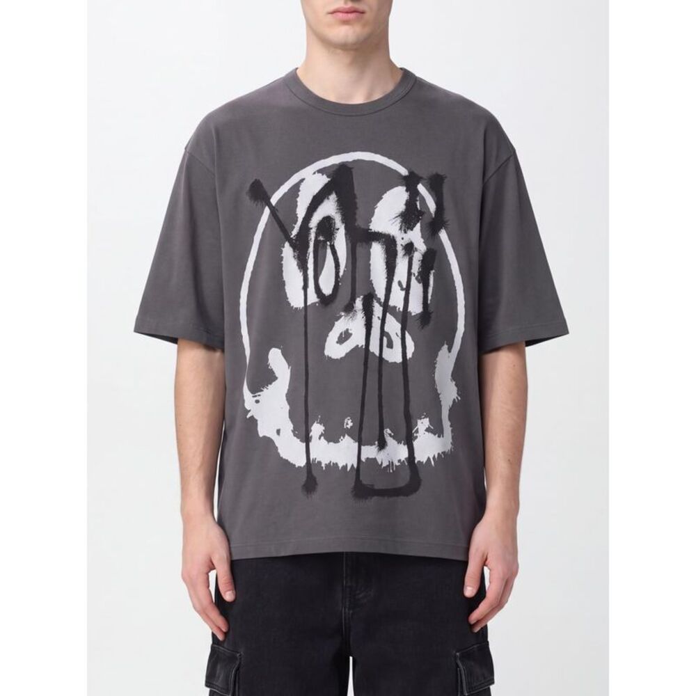 Y-3 Men Y-3 Cotton T-Shirt With Graffiti Logo Print And Dropped Shoulders